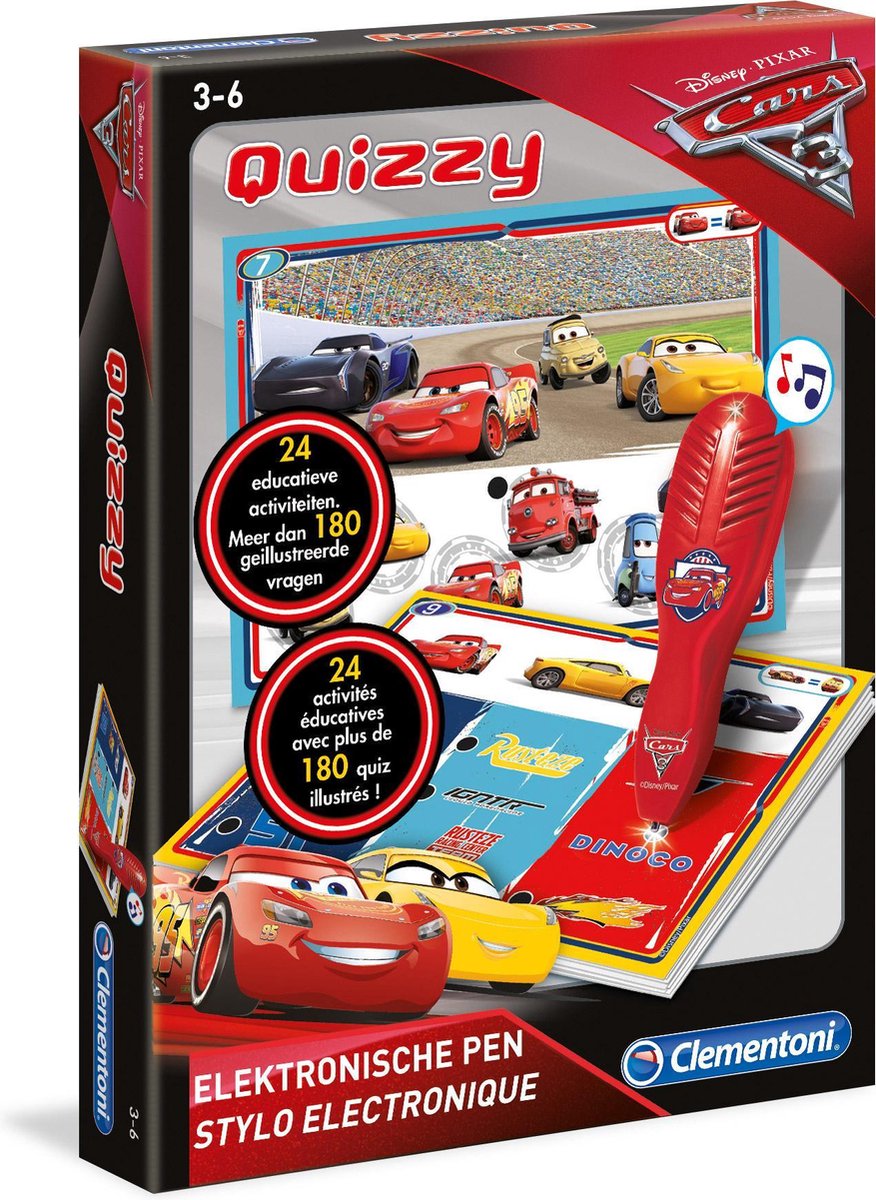 Clementoni Quizzy - Jeu éducatif Cars 3 Avec Stylo électronique - 24 Activités Pour Enfants, Apprentissage Ludique