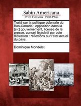 Trait Sur La Politique Coloniale Du Bas-Canada