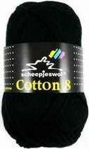 Cotton 8 Scheepjes 515 Zwart. PAK MET 10 BOLLEN a 50 GRAM.