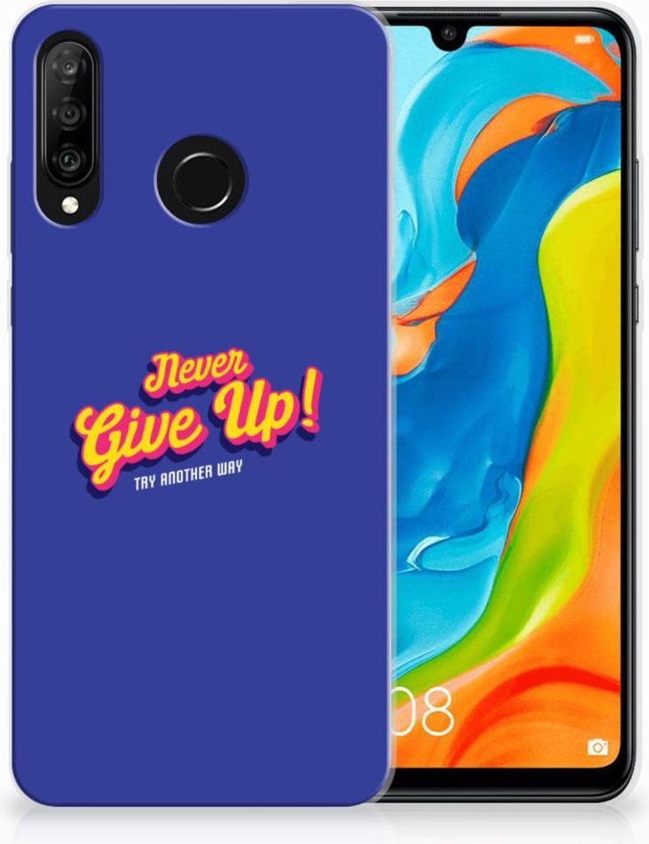 Huawei P30 Lite Siliconen hoesje met naam Never Give Up