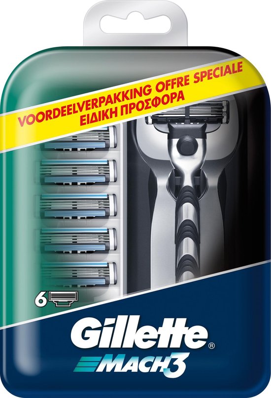 Gillette Mach3 scheersysteem + 6 stuks scheermesjes- voordeelverpakking