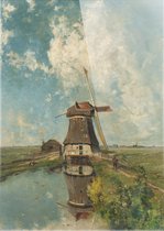 Een molen aan een poldervaart | Paul Joseph Constantin Gabriël | Plexiglas | Wanddecoratie | 60CM X 90CM | Schilderij