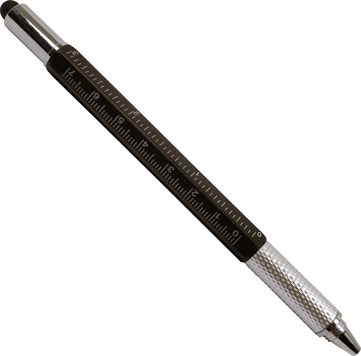 4 stuks multitool pen met extra vullingen, 6-in-1 multifunctionele metalen balpen met liniaal en niveaumeter, coole gadget voor mannen, cadeau voor echtgenoot Papa Vader (Diverse kleuren