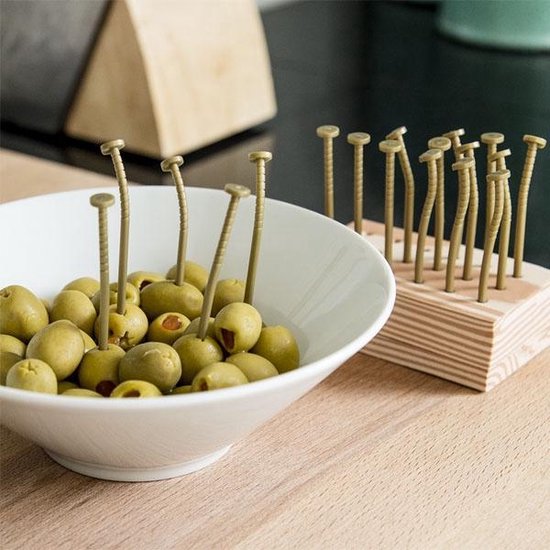 Metalen Cocktailprikkers Houder Set, 12 Cocktailtandenstokers Herbruikbare Roestvrijstalen Decoratieve Tandenstokers Voor Hapjes