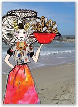 Poster Zeeuws meisje  met mosselpan - mosselen - Zeeland - poster A3