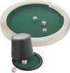 Afbeelding van het spelletje Pokerbeker leder met deksel en dobbelstenen + pokerpiste 31 cm
