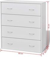 Dressoir - Met 4 Lades - 60x30,5x71 cm - Wit - (incl. vloerviltjes)