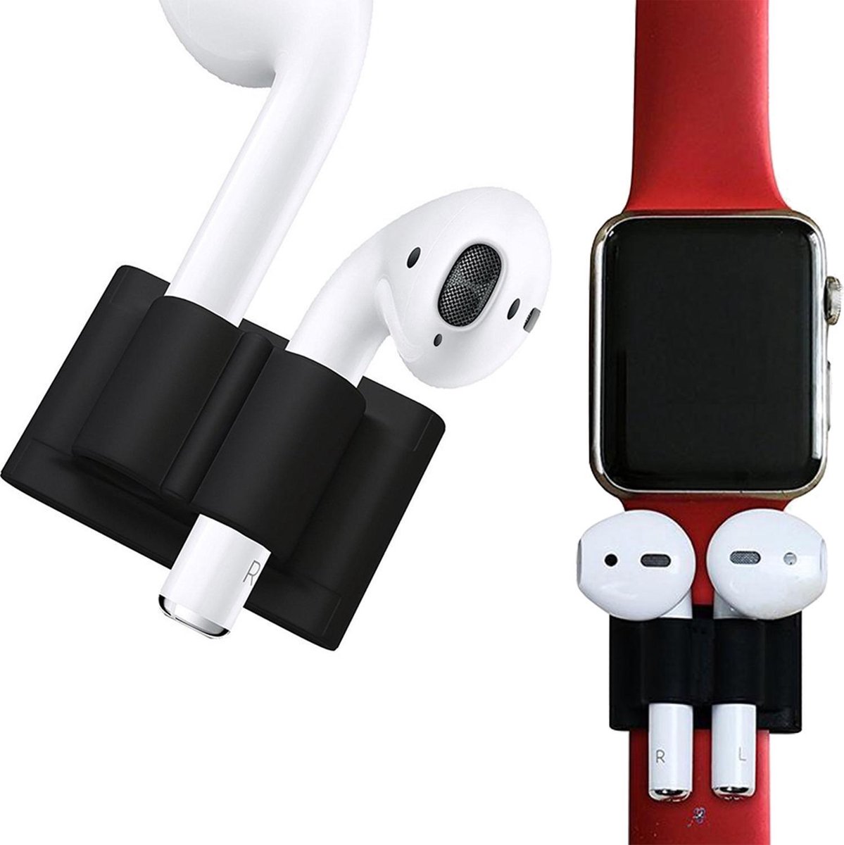 Oordopjes Houder voor Apple Airpods en Apple Watch - Zwart