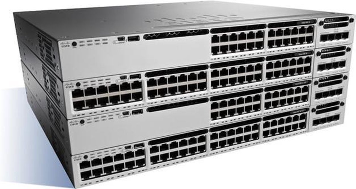 Cisco Catalyst WS-C3850-24XU-S netwerk-switch Managed 10G Ethernet (100/1000/10000) Zwart, Grijs