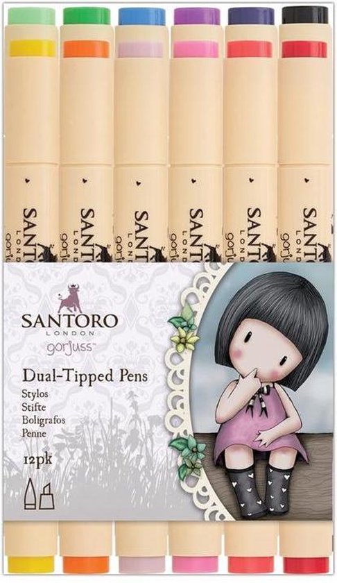 Dual Tip Illustration Markers - Brush/Chisel (12pk) - Santoro