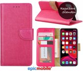 iPhone 11 Hoesje - Book Case - Portemonnee Hoes - Wallet bookcase - iPhone 11 book cover - ROZE - Epicmobile