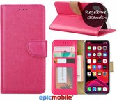 Hoesje geschikt voor iPhone 11 Hoesje - Book Case - Portemonnee Hoes - Wallet bookcase - iPhone 11 book cover - ROZE - Epicmobile