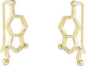 24/7 Jewelry Collection Molecuul Oorbellen - Serotonine - Oorklimmer - Goudkleurig