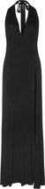 Zara lange maxi jurk met diepe V-hals en split zwart - M - Leg Avenue