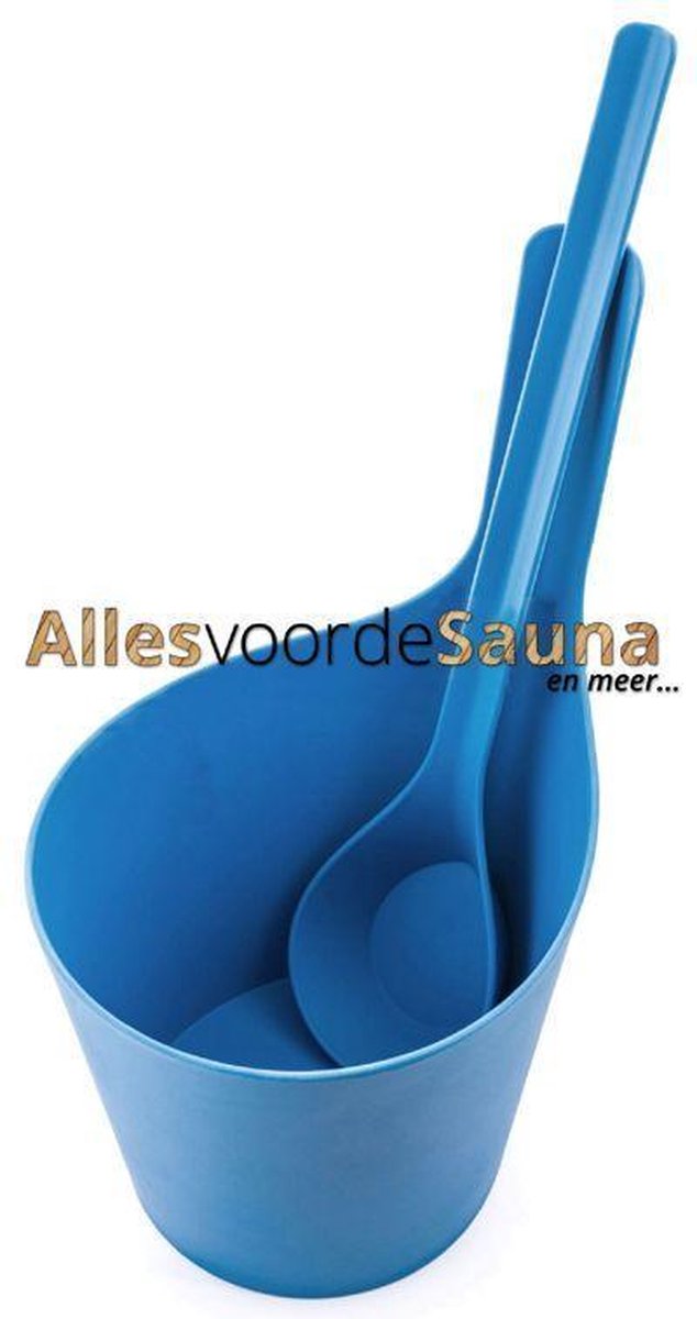 Design sauna emmer met lepel van Rento Pisara. blauw,  inhoud 5 liter - Rento
