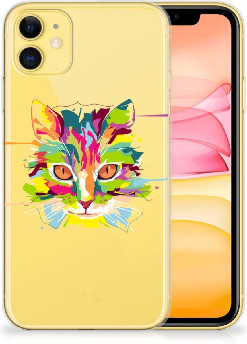 Back Cover voor Apple iPhone 11 Telefoonhoesje met Naam Cat Color