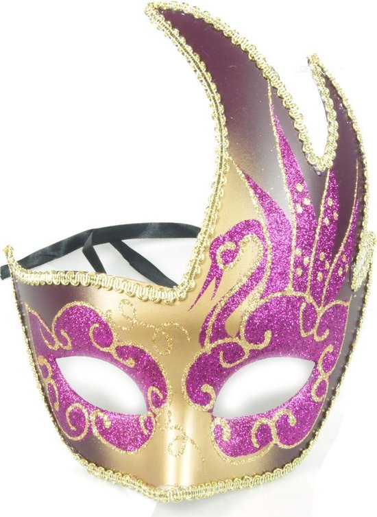 Zuivelproducten Verwijdering Antipoison Venetiaans masker – Roze kleur – vlam vorm -carnaval – feest- evenement –  thema –... | bol.com