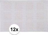 12x Placemats wit geweven/gevlochten 45 x 30 cm - Witte placemats/onderleggers tafeldecoratie - Tafel dekken