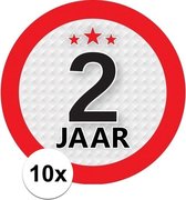 10x 2 Jaar leeftijd stickers rond 9 cm - 2 jaar verjaardag/jubileum versiering