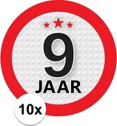 10x 9 Jaar leeftijd stickers rond 9 cm - 9 jaar verjaardag/jubileum versiering