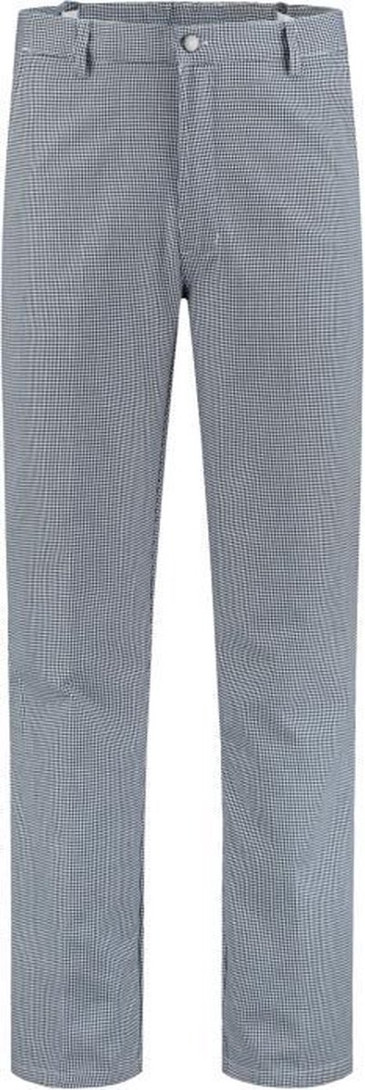 EM Kitchen Bakkersbroek polyester/katoen wit/blauw maat 64