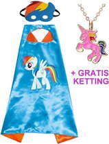 Unicorn cape + masker Eenhoorn jurk kostuum prinsessen jurk regenboog verkleedkleding + GRATIS ketting