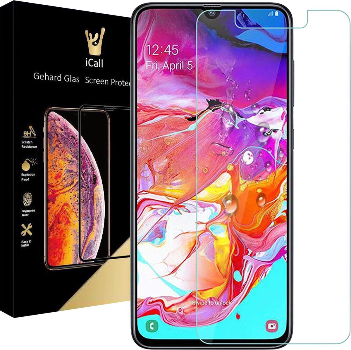 Screenprotector geschikt voor Samsung A70 - Glas Screen Protector