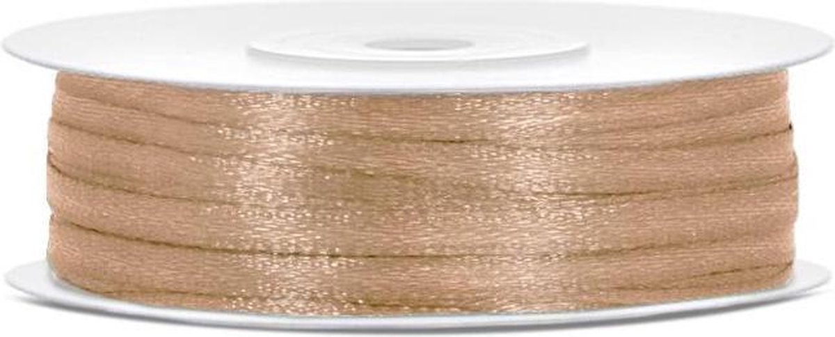 PartyDeco - Satijn lint champagne 3mm/rol 50m