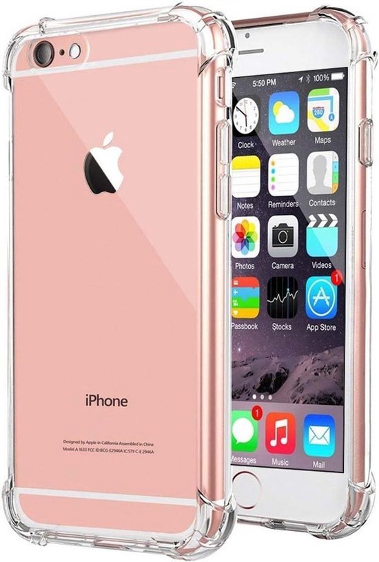 Ruwe olie verlamming in plaats daarvan Hoes voor iPhone 6/6s Hoesje Shock Proof Cover Siliconen Hoes Case -  Transparant | bol.com