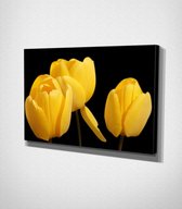 Yellow Flowers Canvas - 100 x 70 cm - Bloemen - Schilderij - Canvas - Slaapkamer - Wanddecoratie  - Slaapkamer - Foto op canvas