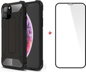 iPhone 11 Pro silicone TPU hybride zwart hoesje + glas screenprotector