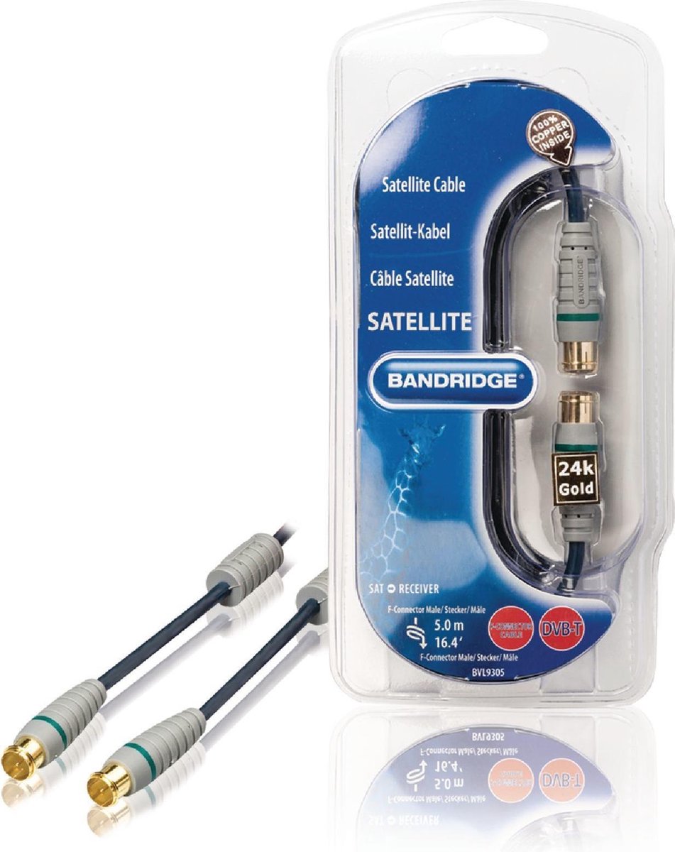 Bandridge coaxkabel met Quick F-connectoren - 5 meter