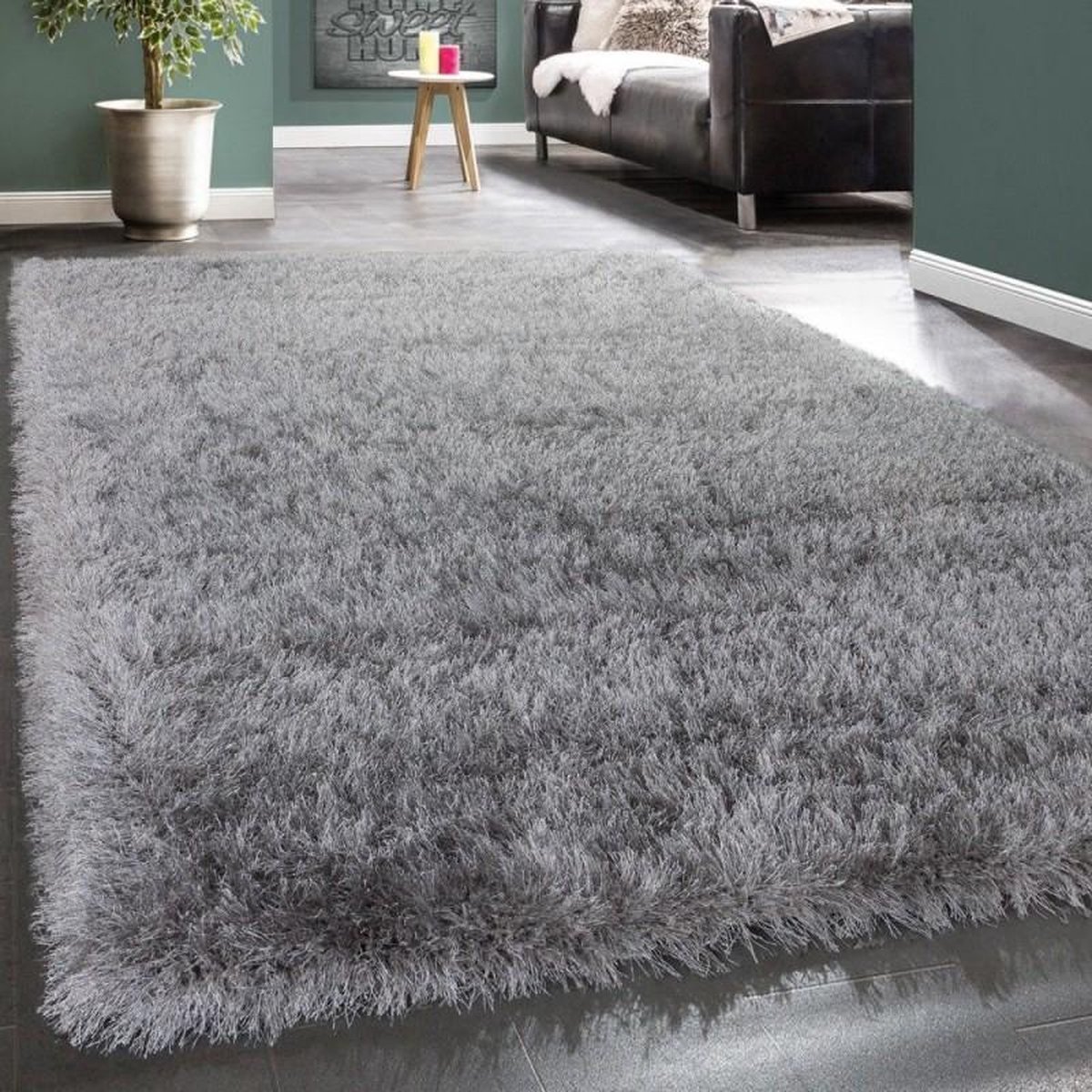 Trendy Design Vloerkleed Shaggy Tapijt Grijs Glitter 200 x 290 cm