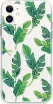 Fooncase Hoesje Geschikt voor iPhone 11 - Shockproof Case - Back Cover / Soft Case - Banana leaves / Bananen bladeren