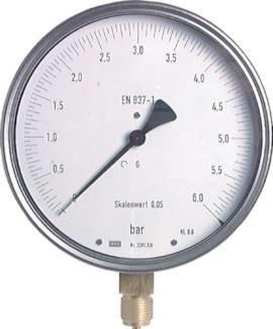 Wildkamp Manometer Rvs 0..16 Bar Manometer Onderaansluiting RVS 160 mm Klasse 0.6 - MW016160SV ...