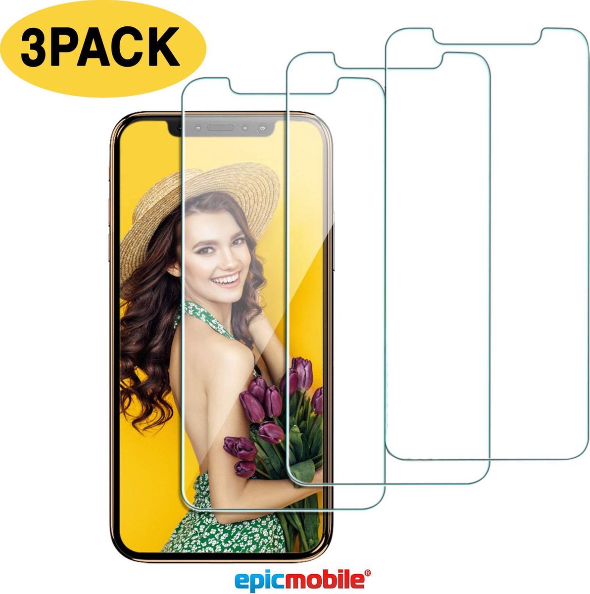 Screenprotector geschikt voor iPhone 11/ Xr Screenprotector - Tempered Glass – 3Pack voordeelbundel - EPICMOBILE