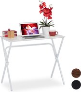Relaxdays bureau - computertafel - kinderbureau - ruimtebesparend - 76 cm hoog - Wit / wit