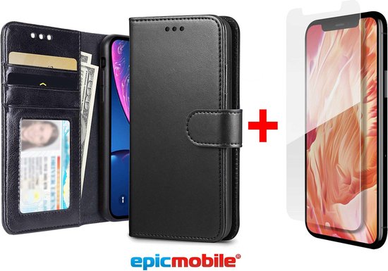 Epicmobile - iPhone 11 Boek hoesje - Luxe book style portemonnee hoes + Screenprotector - Combideal