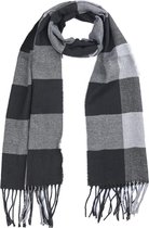 Dielay - Sjaal met Franjes - Geruit Patroon - 170x31 cm - Grijs