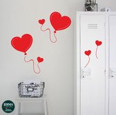 Ballonnen Hartjes decoratie stickers set van 6 stuks rood
