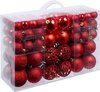 Christmas Gifts Kerstballen Set Rood - 100 Kunststof Kerstballen - Verschillende Afwerkingen - Ø 3/4/6 cm
