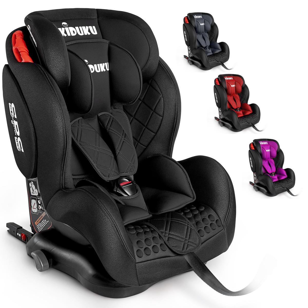 Kinderzitje - Autostoeltje - 9-36 Kg - 1-12 Jaar - Autostoel ECE R129 03 Groep 1 2 3 Universeel Kinderautostoel Zwart Grijs