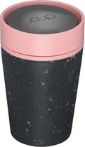 rCUP herbruikbare to go beker van gerecyclede koffiebekers zwart/roze 8oz/227ml