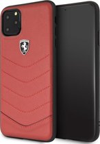 iPhone 11 Pro Max Backcase hoesje - Ferrari - Effen Rood - Leer