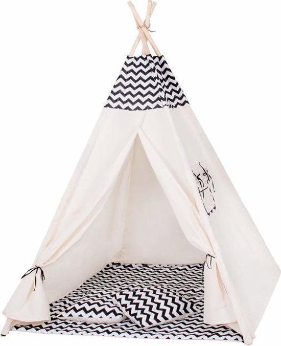 Wigwam tipi teepee tent - speeltent - 4 delig - 100% katoen - zebra patroon  | bol.com