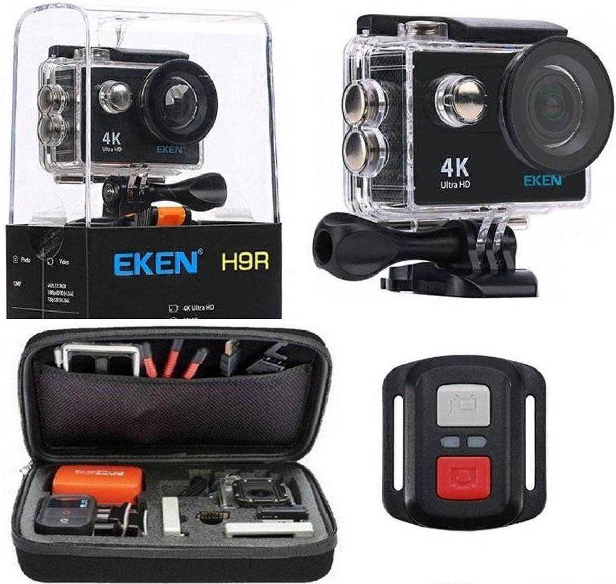 2 sets EKEN H9R+ ACTION Camera 20MP 4K ULTRA HD waterproof met WiFi