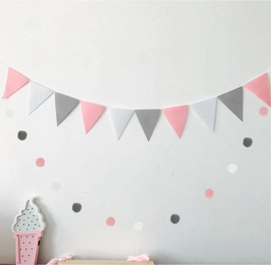 Vilten vlaggenlijn en pompom slinger | DIY | Roze | Kinderkamer decoratie  vilt |... | bol.com