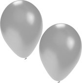 Bellatio Decorations ballonnen - 25 stuks - zilver - 27 cm - verjaardag