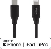 DELTACO IPLH-311M USB-C naar Lightning kabel MFi - Geschikt voor Apple - 1 meter - Zwart