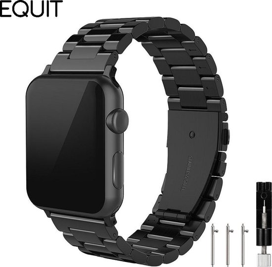 bol.com | EQUIT – Apple/ Iwatch bandje geschikt voor series 4/5/3/2/1 – 42/ 44mm – Zwart -
